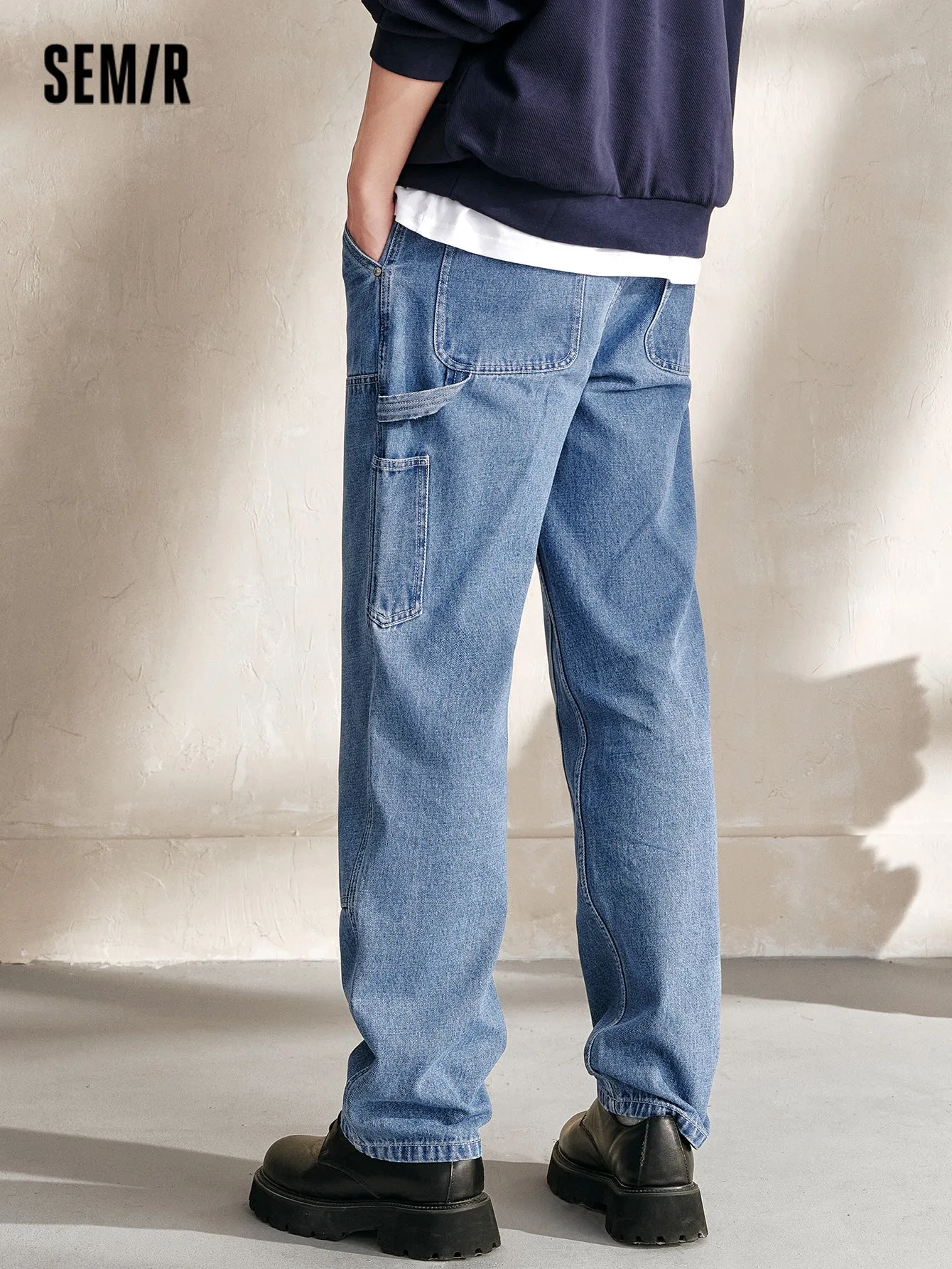 Semir Men Loose Fit Straight Leg TrousersDenim Trousers