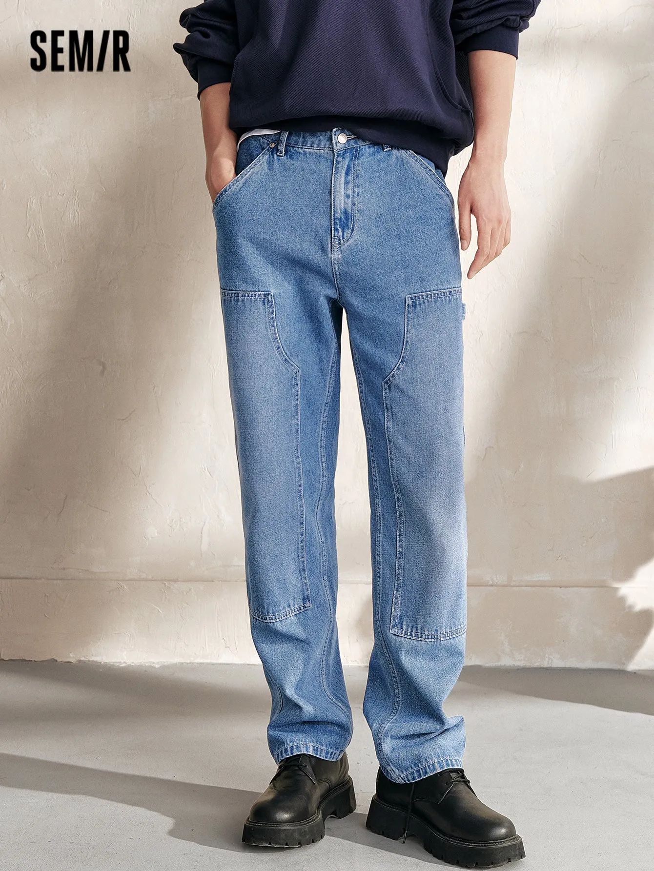 Semir Men Loose Fit Straight Leg TrousersDenim Trousers