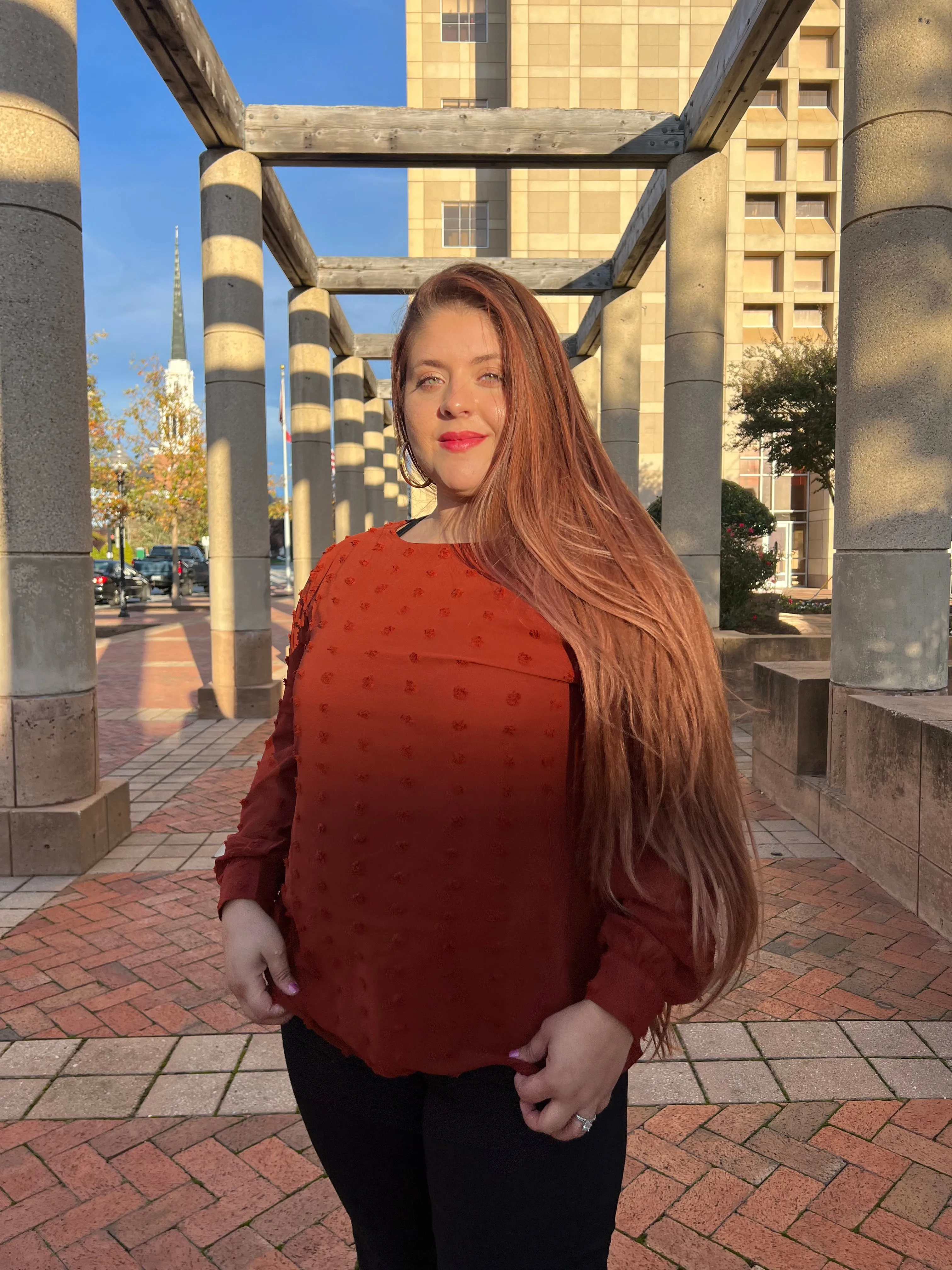 Swiss Dot Round Neck Blouse