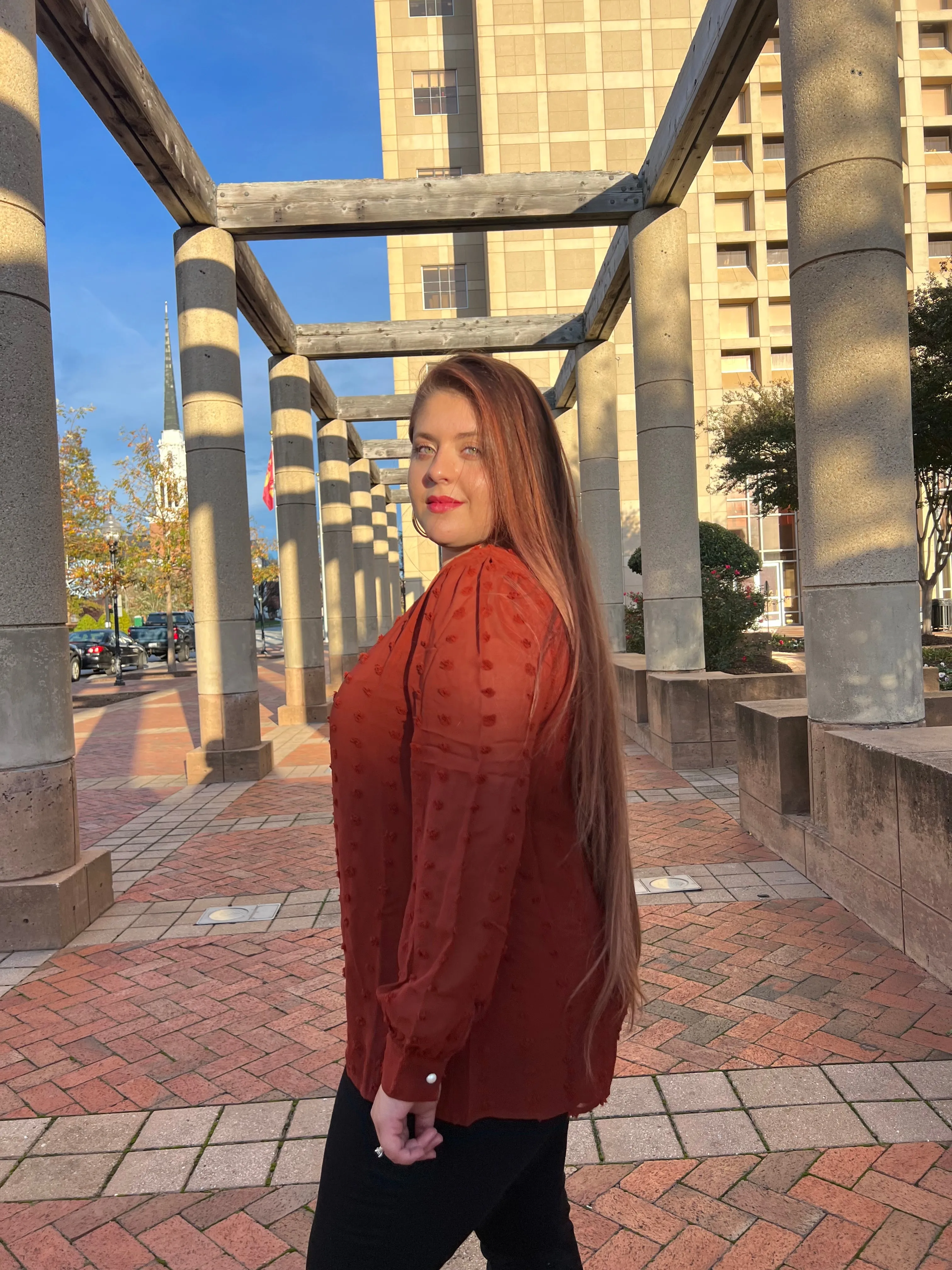Swiss Dot Round Neck Blouse