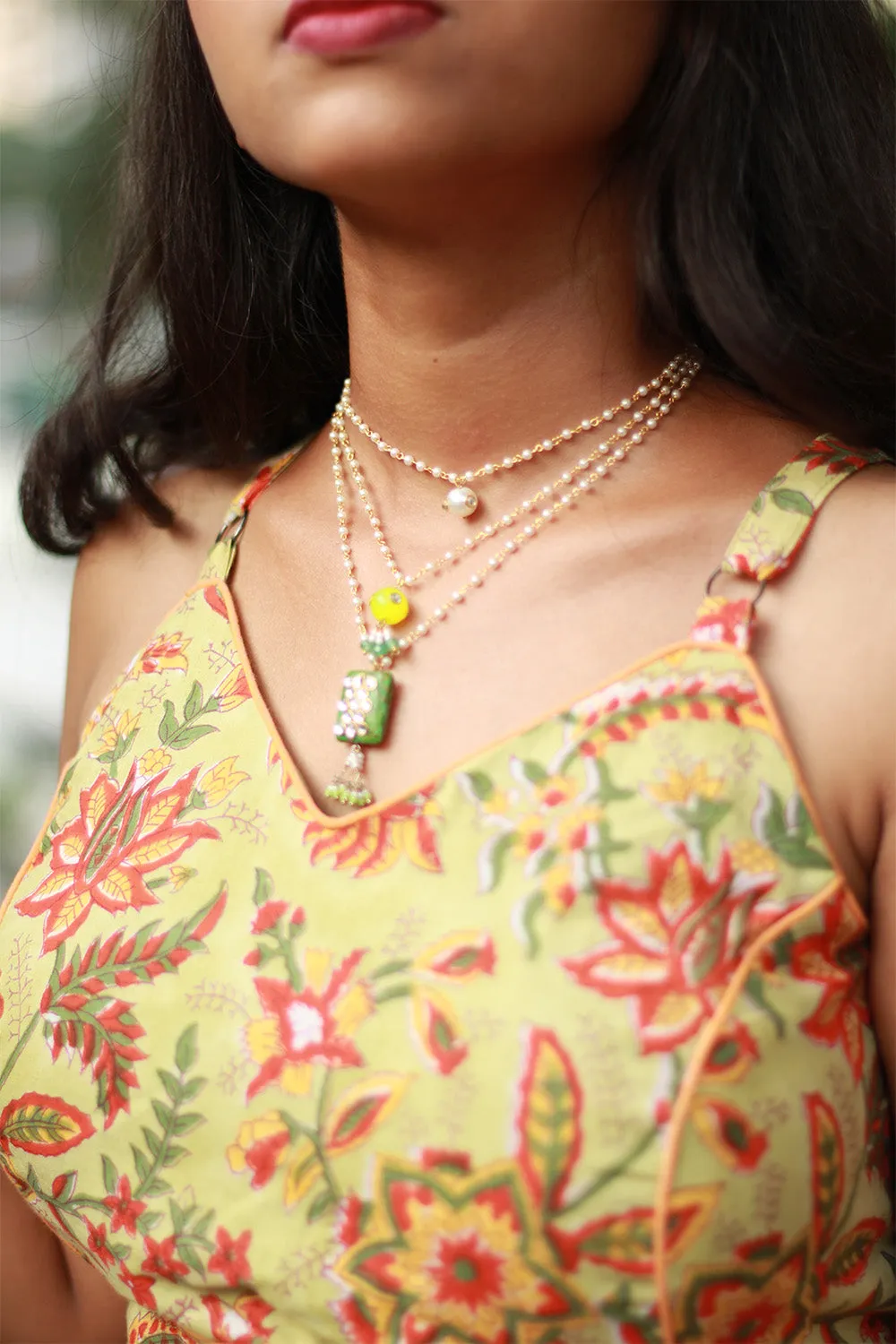 Tarangini |Spaghetti Blouse | Lime Sanganeri
