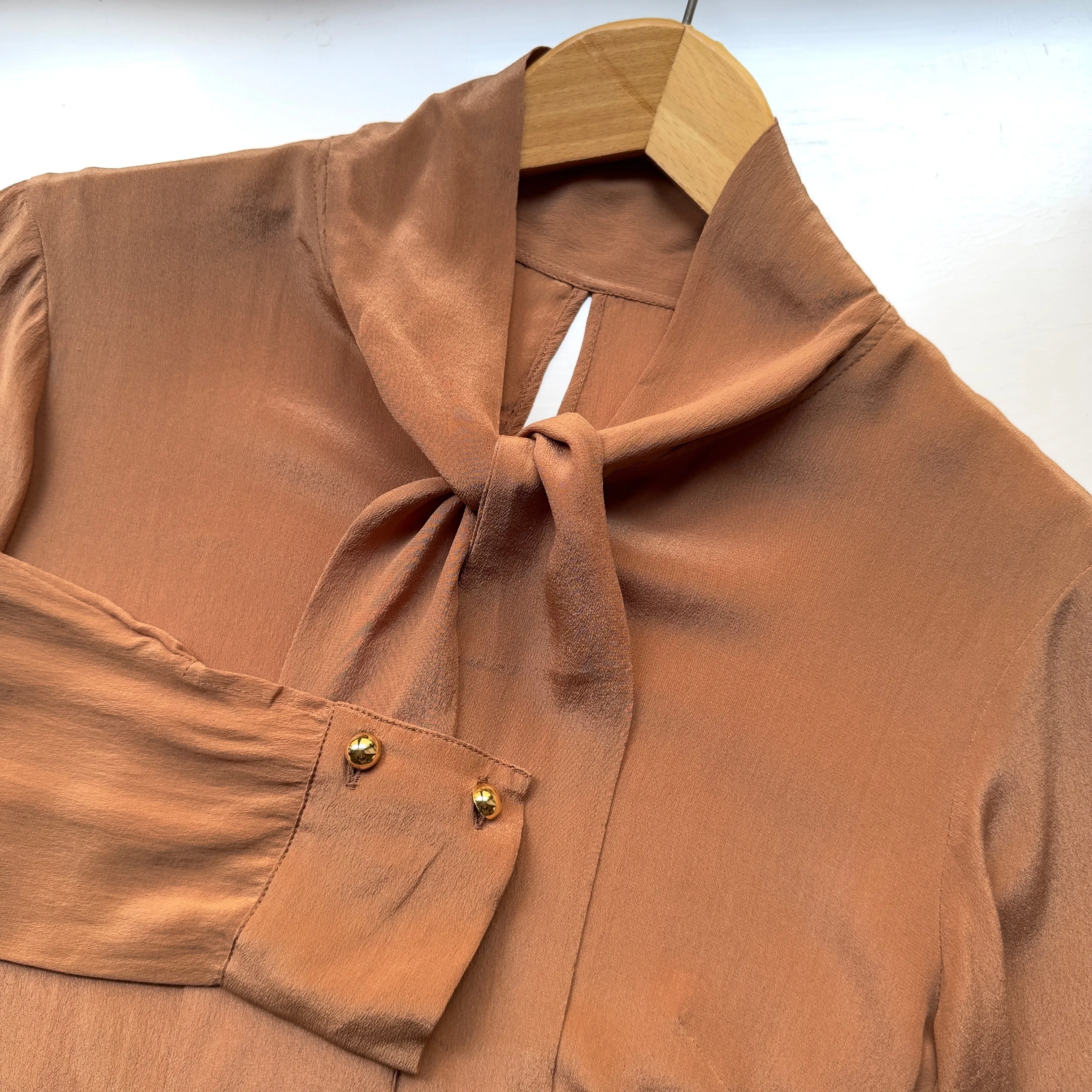 Tie Neck Silk Blouse