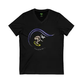 Tube Lady surfer, Unisex Jersey Short Sleeve V-Neck Tee