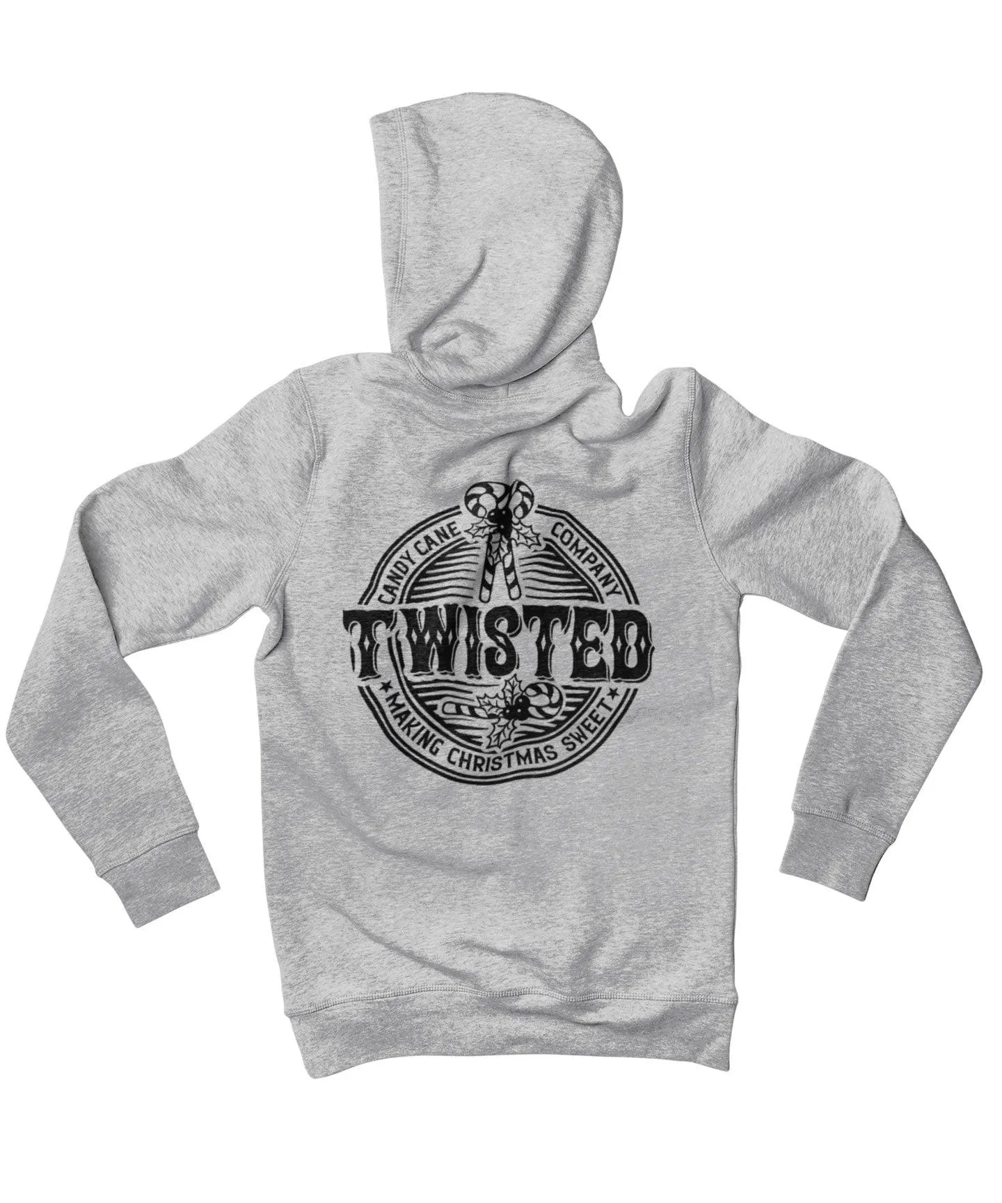 Twisted Candy Cane Mono-Colour Back Printed Christmas Hoodie