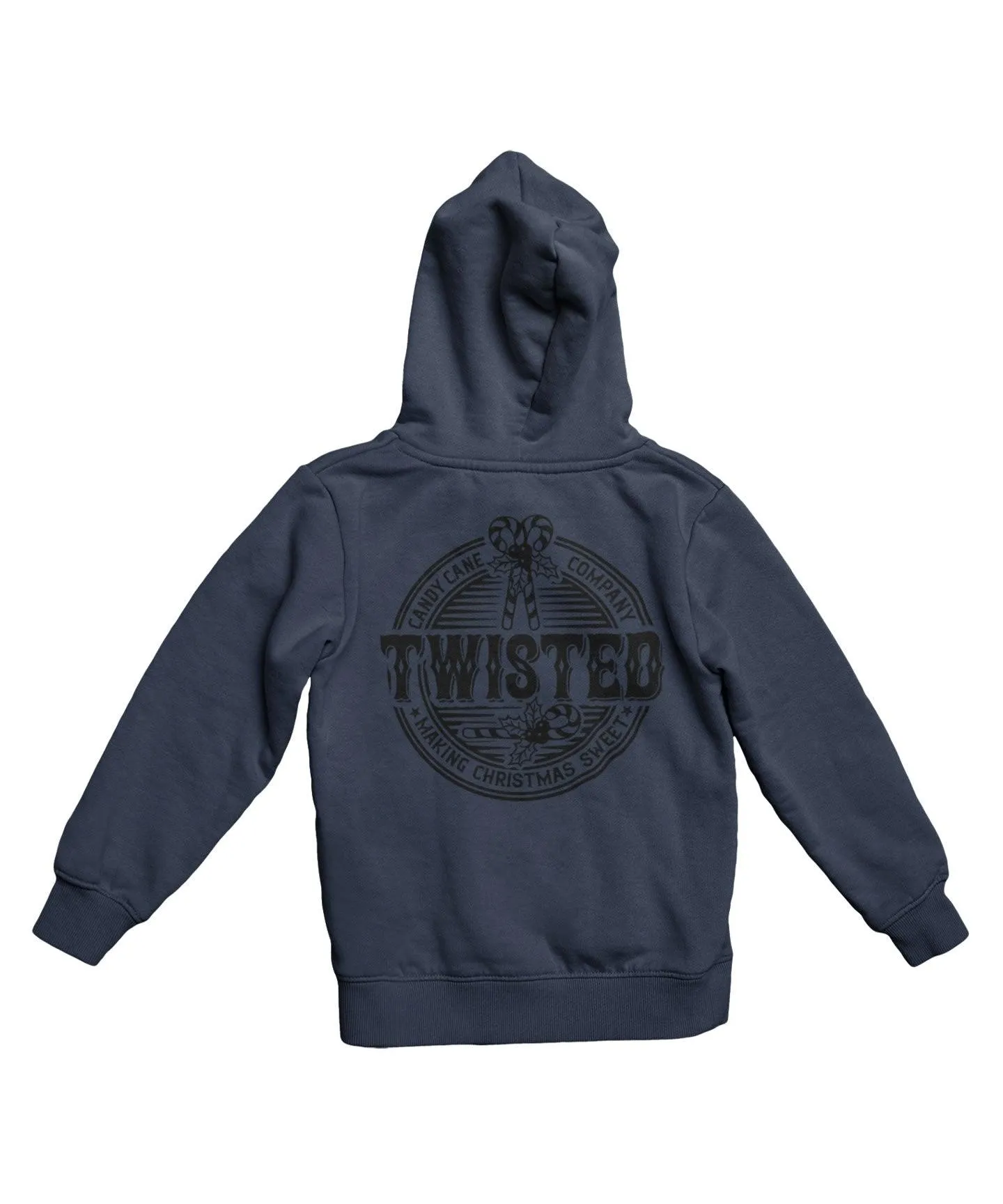 Twisted Candy Cane Mono-Colour Back Printed Christmas Hoodie