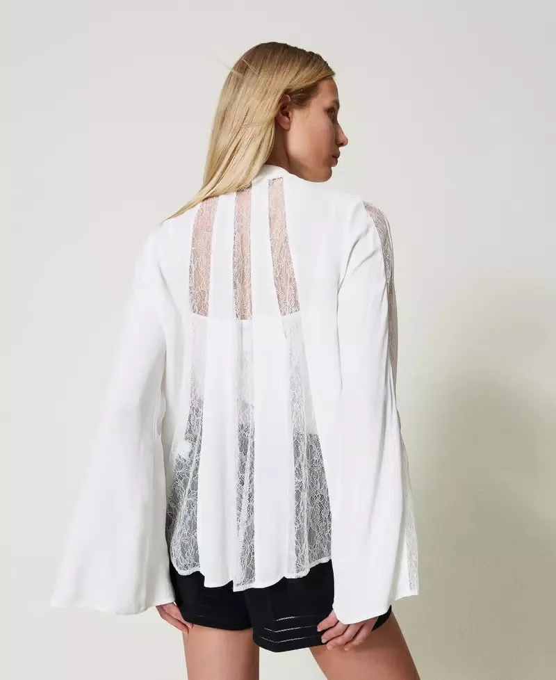 TWS-251TP2413 WHITE BOW BLOUSE