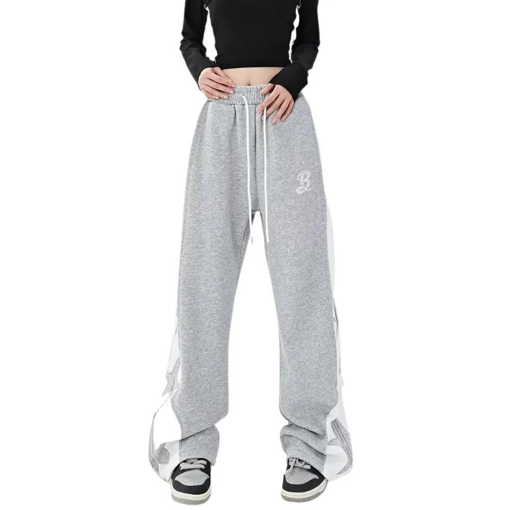 Urban Letter Embroidery Zipper Sweatpants