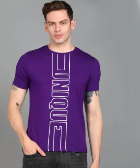 Urbano Fashion Men's Purple Graphic Printed Round Neck Half Sleeve Slim Fit Cotton T-Shirt