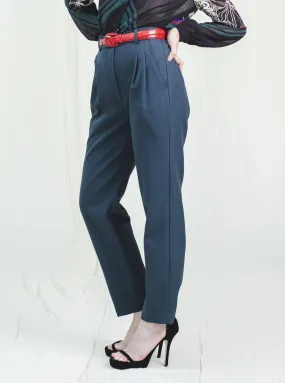 Vintage Deep Green High Waisted Polyester Trousers