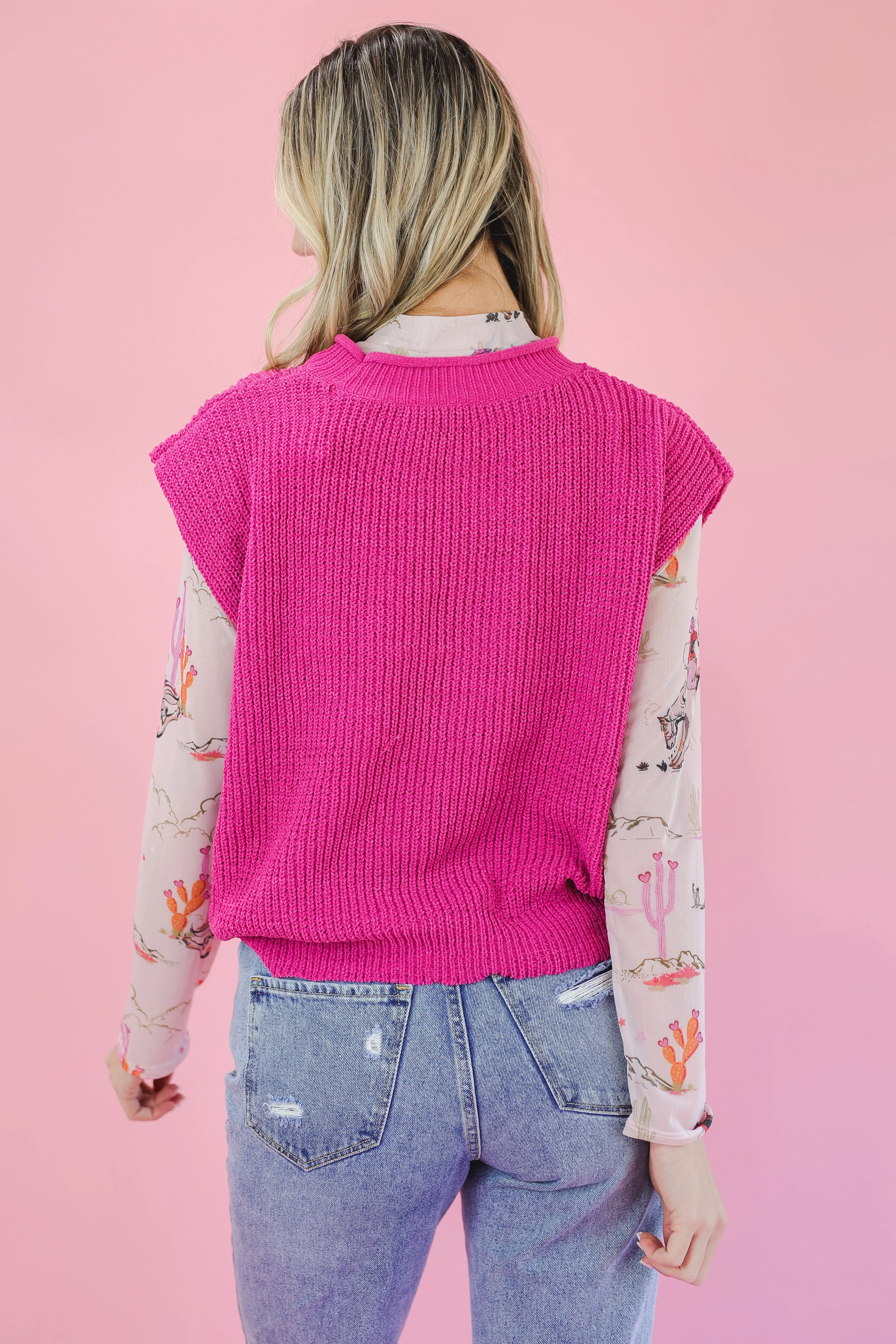 Western Cowboy Print Mesh - Blush