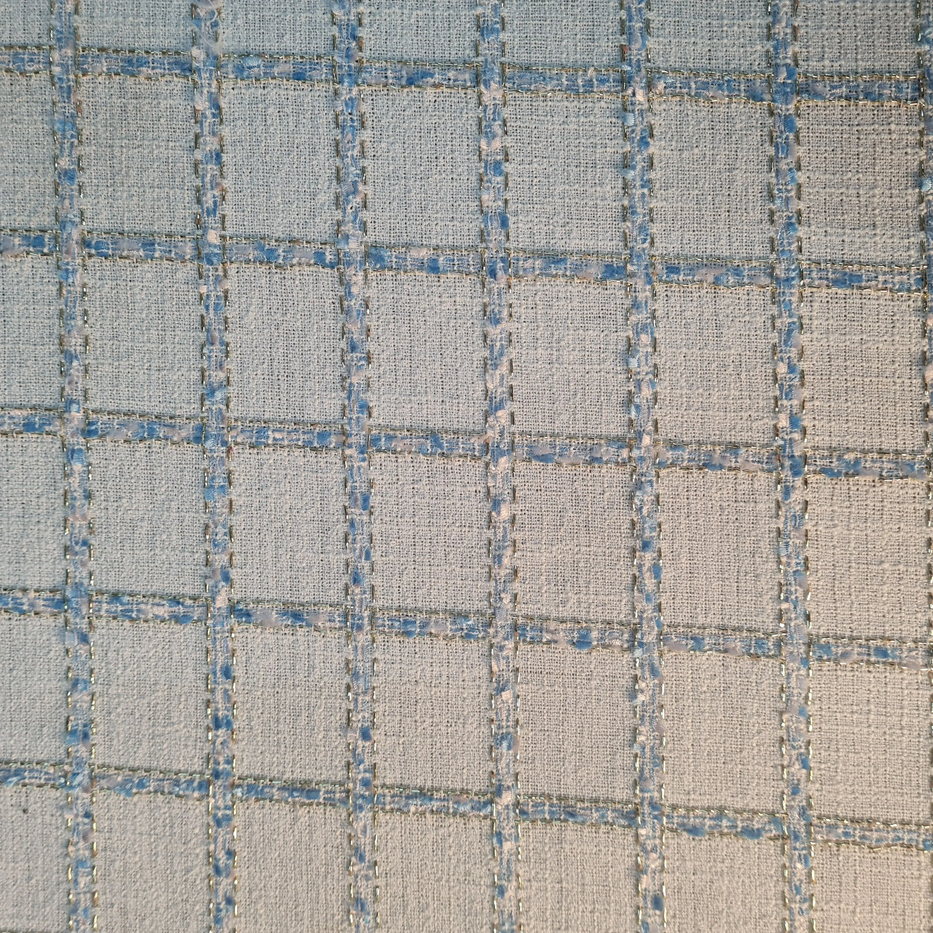 White Check Tweed Fabric 17904