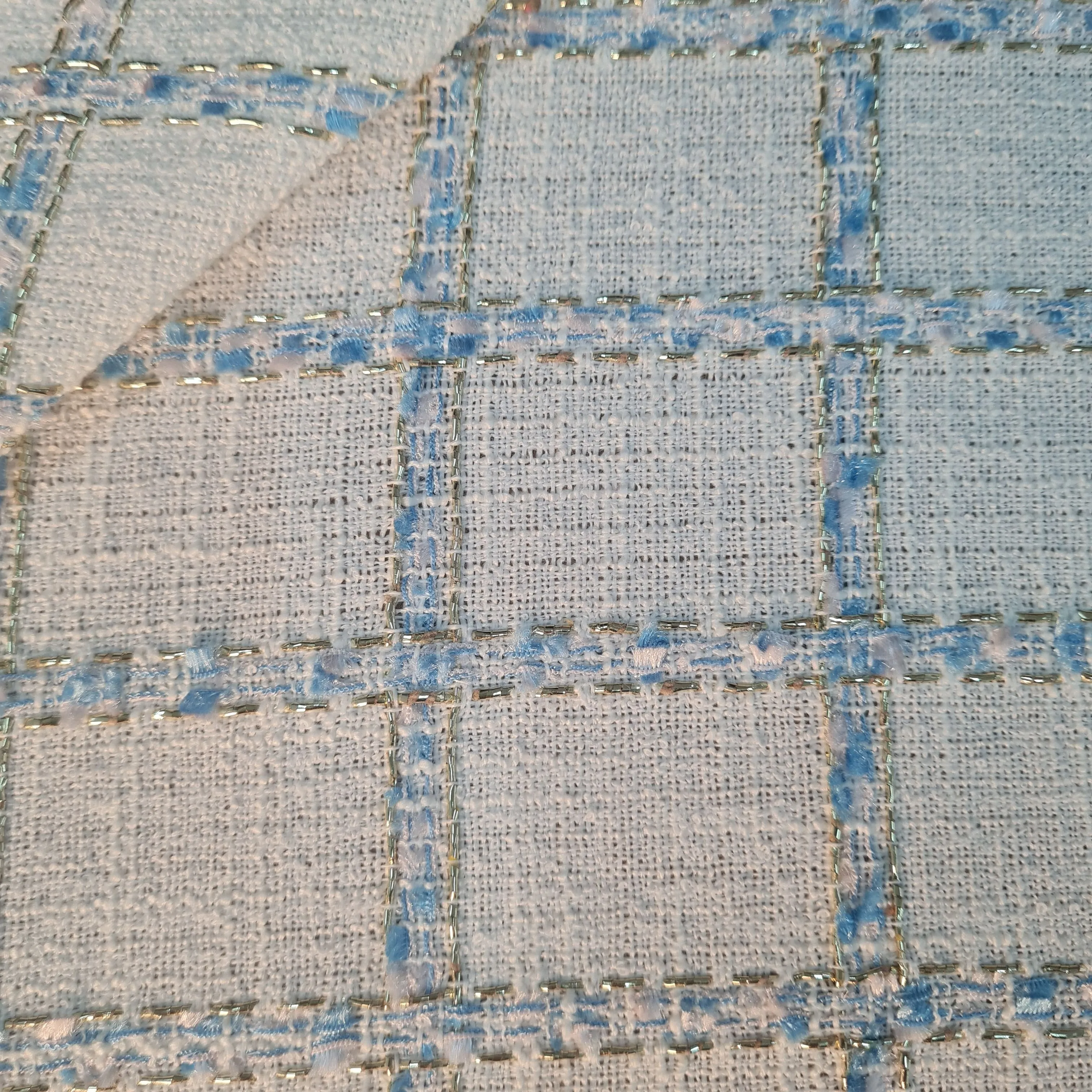 White Check Tweed Fabric 17904
