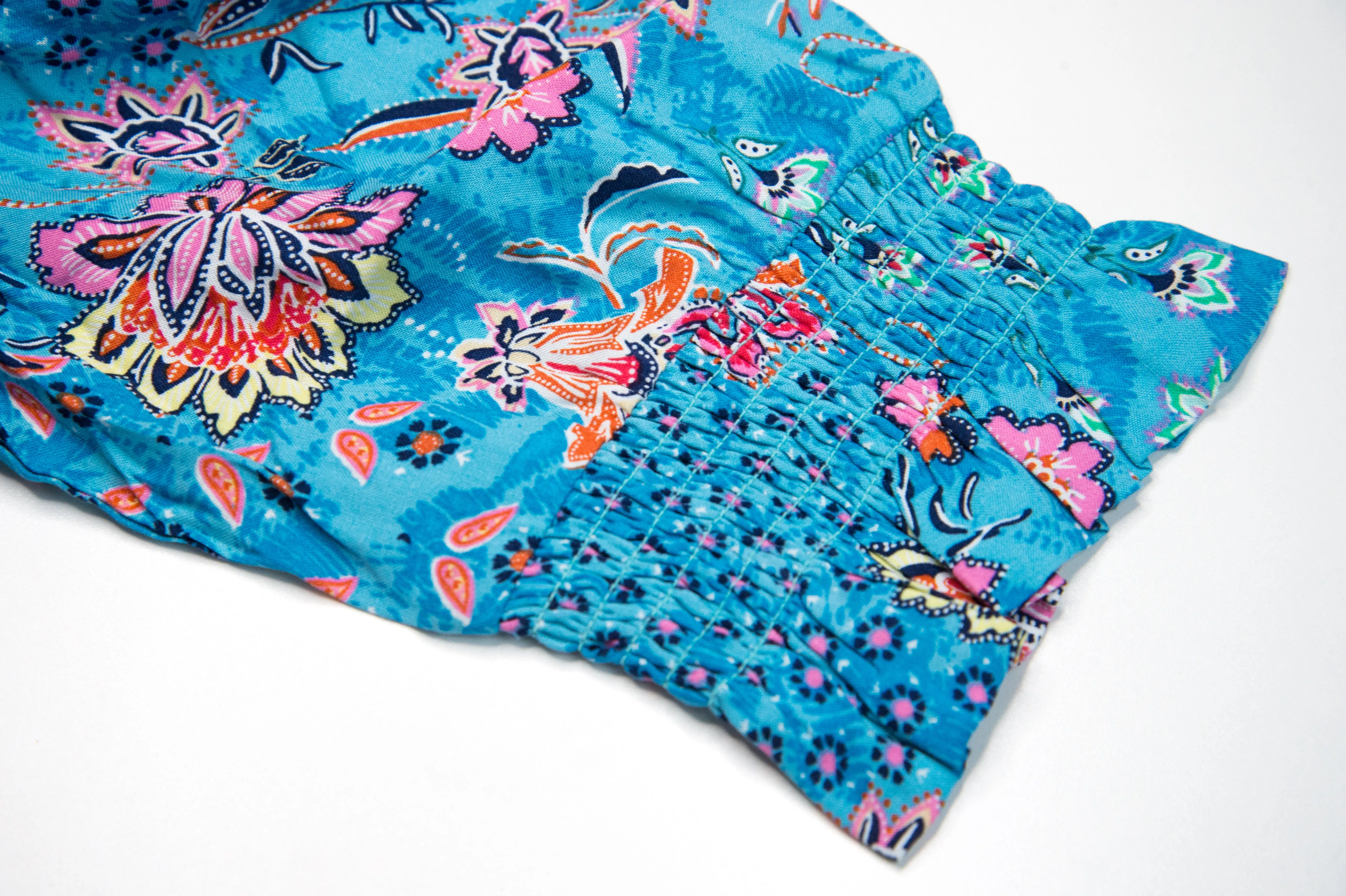 Winter Long Sleeves Floral Sky Top Blue Print