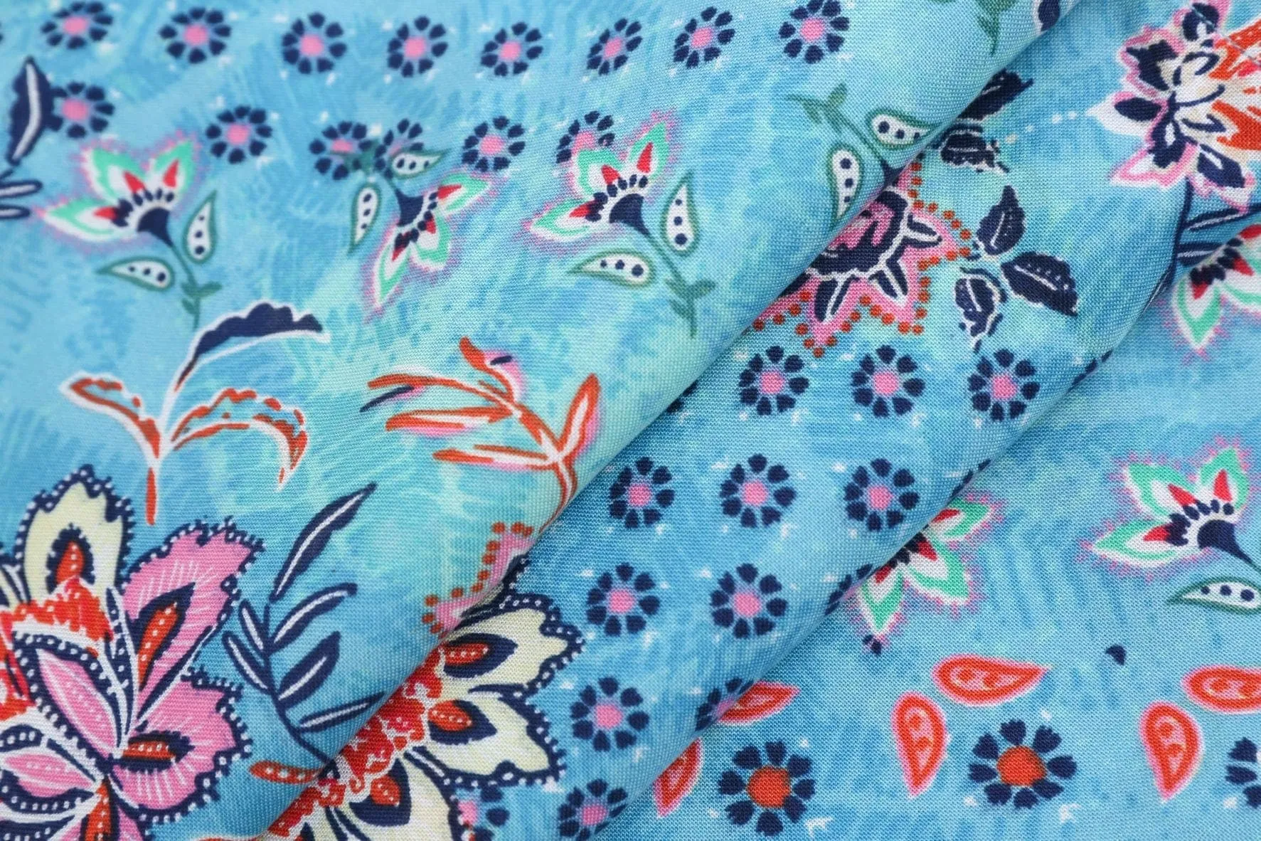 Winter Long Sleeves Floral Sky Top Blue Print