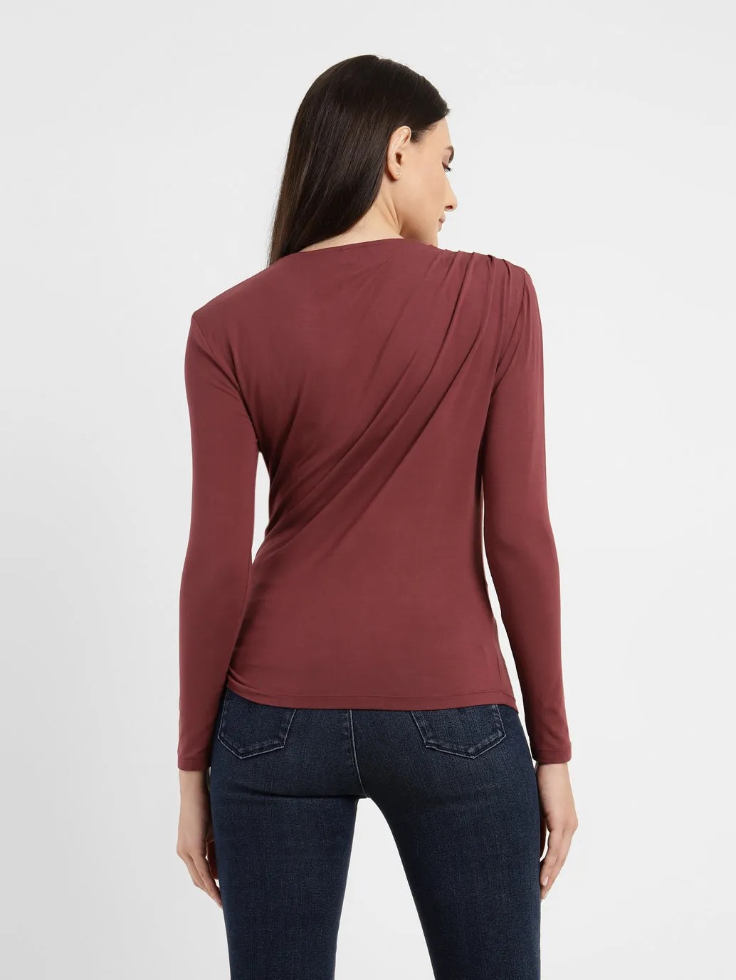 Women's Solid Asymmetrical Neck Top