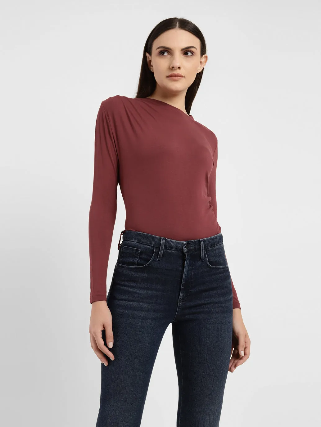 Women's Solid Asymmetrical Neck Top