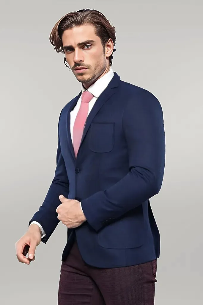 WSS Modeled Slim Fit Navy Blue Jacket  - Singen