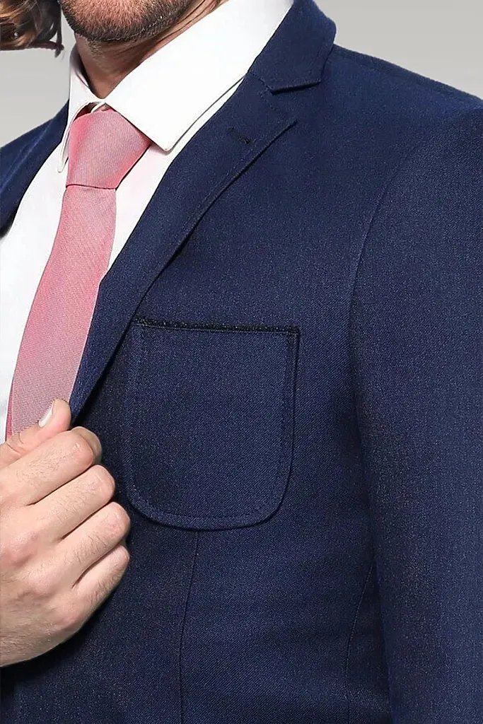 WSS Modeled Slim Fit Navy Blue Jacket  - Singen